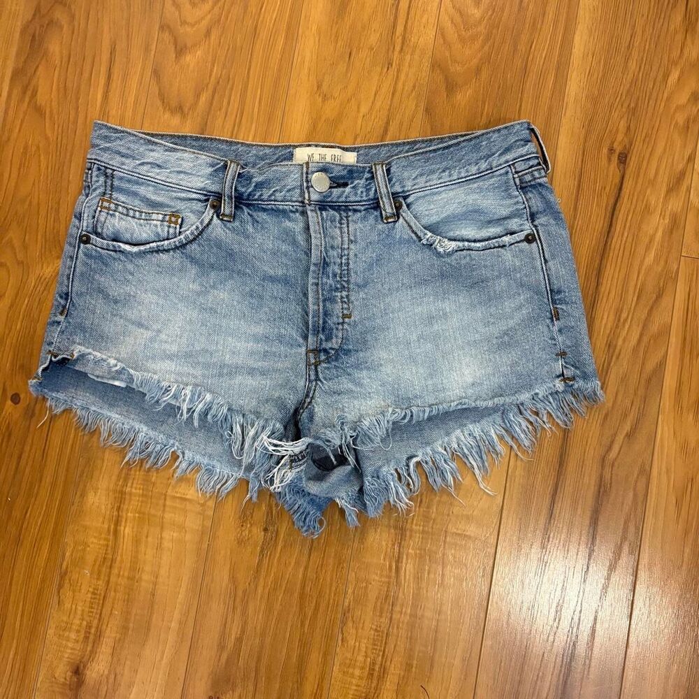 Free People y2K festival Women's 28 denim jean frayed distressed Shorts summer
